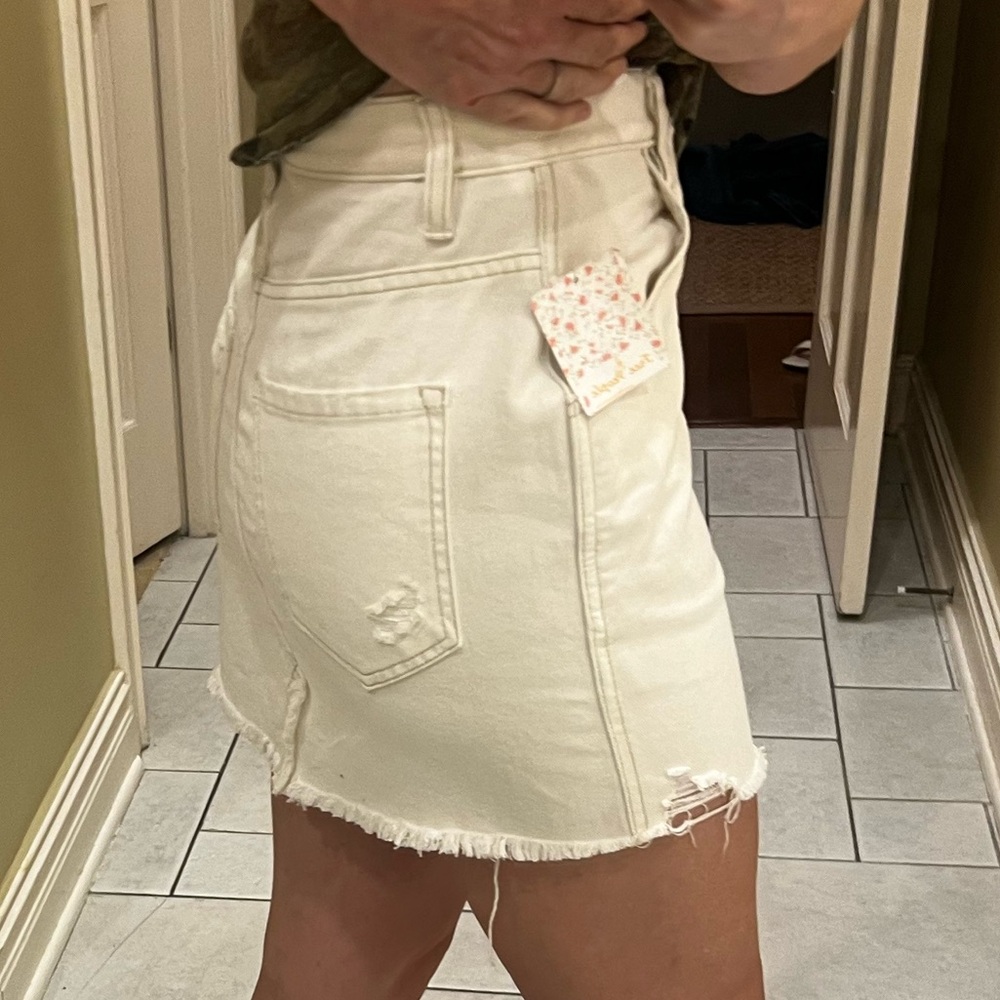 NWT Free People Cream Denim Mini Skirt